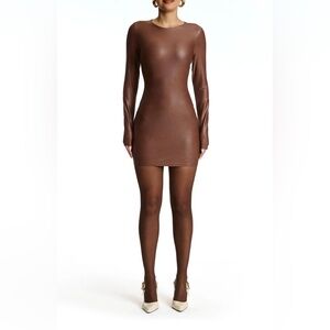 Naked wardrobe GOT ME DRIPPIN’ MINI DRESS - BROWN / XS